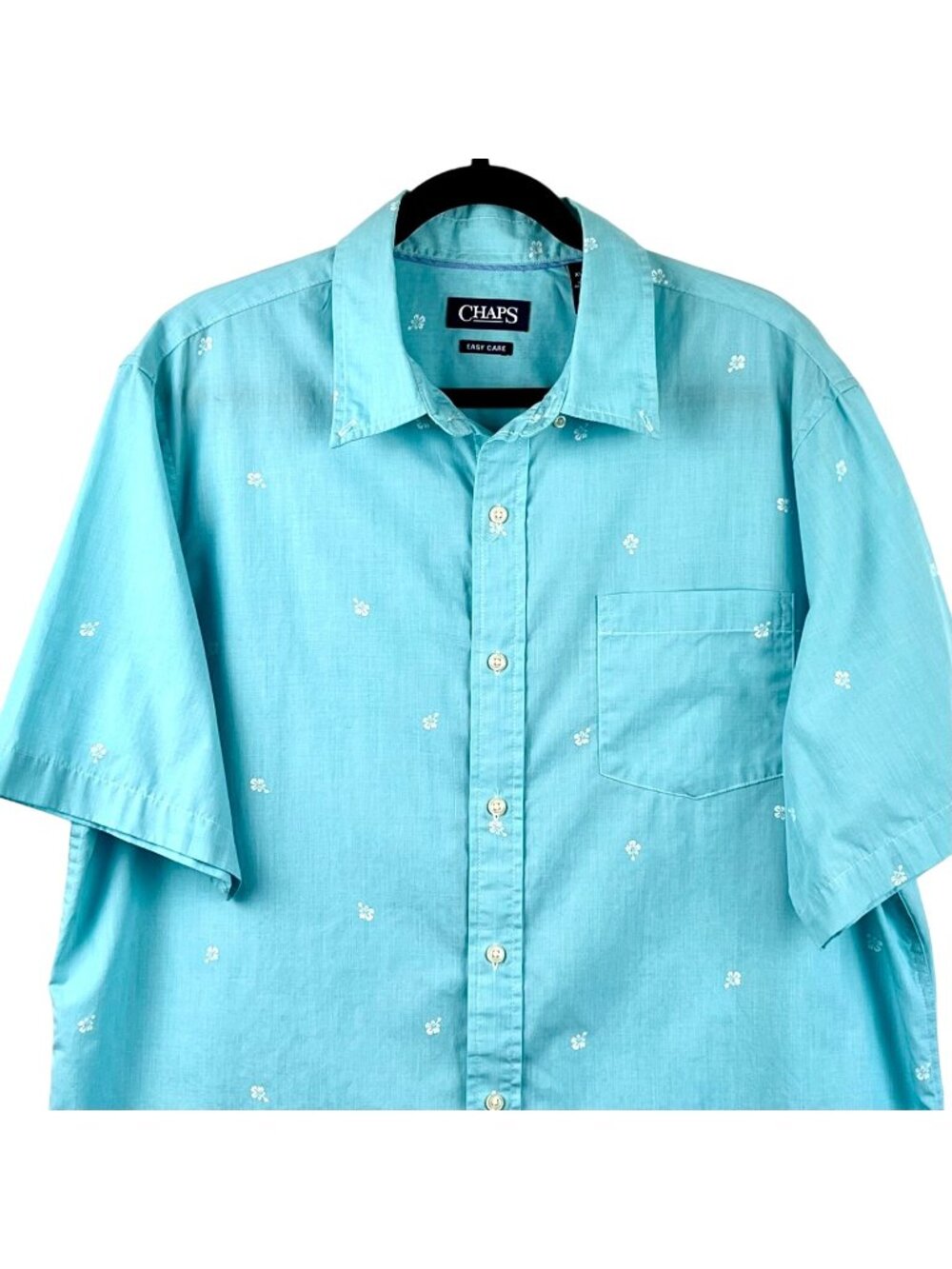 SUMMER CLEARANCE Chaps Mens XL Blue Short-Sleeve Shirt